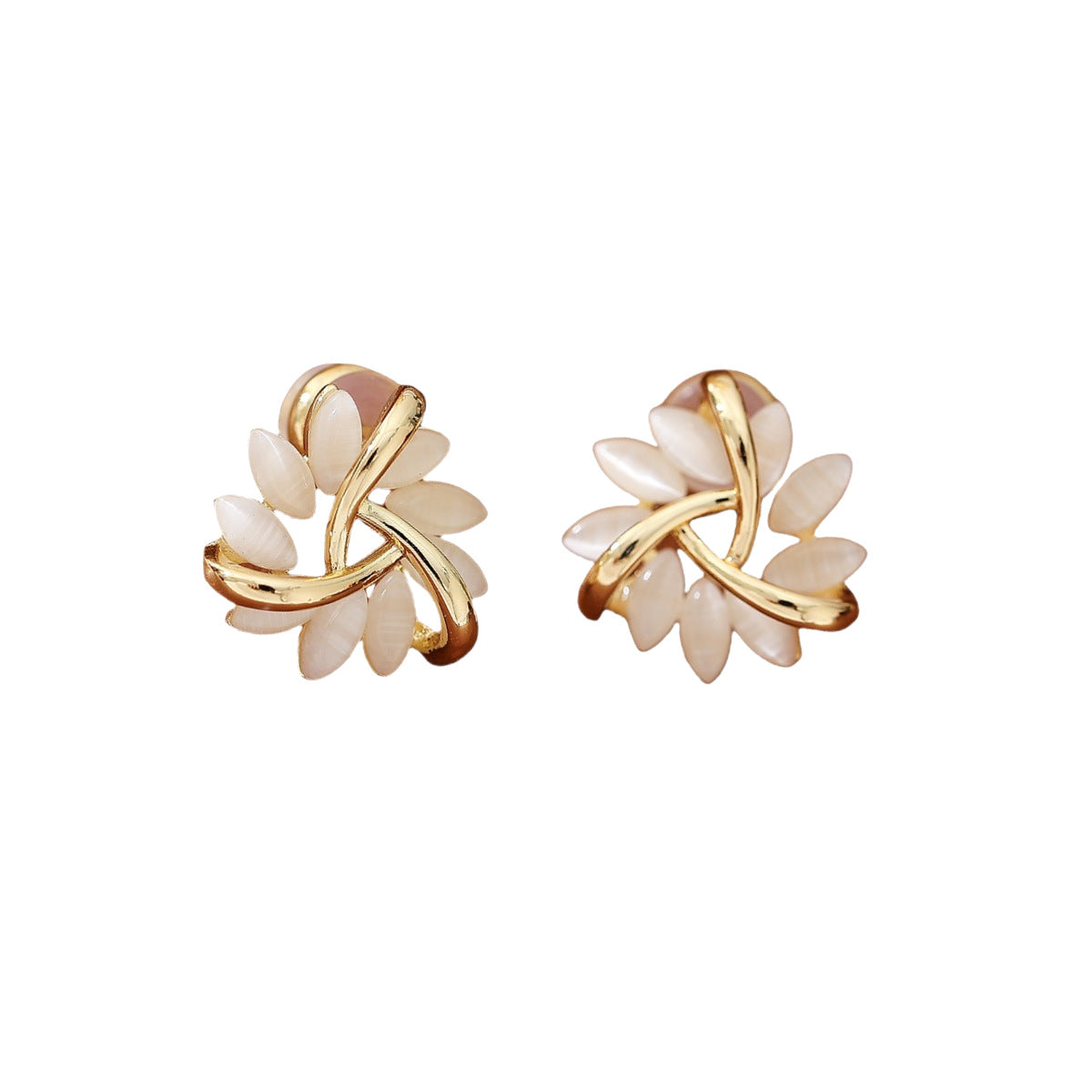 Cat Eye Petal Flower Hoop Earrings - Flower