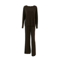 Soft Knit Boat Neck Lounge Set - Brown