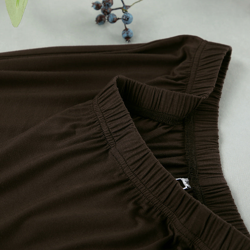 Soft Knit Boat Neck Lounge Set - Brown - 1