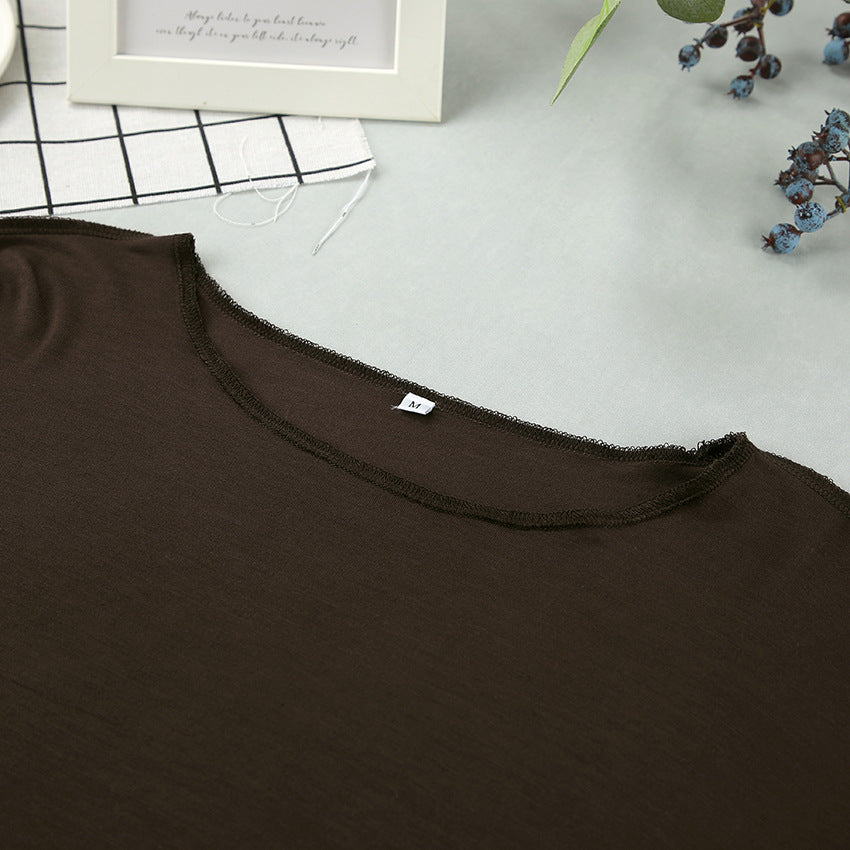 Soft Knit Boat Neck Lounge Set - Brown - 4