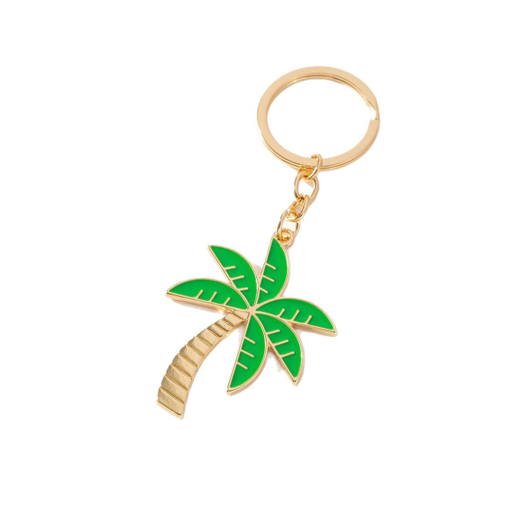 Enamel Palm Tree Beach Keychain - Gold