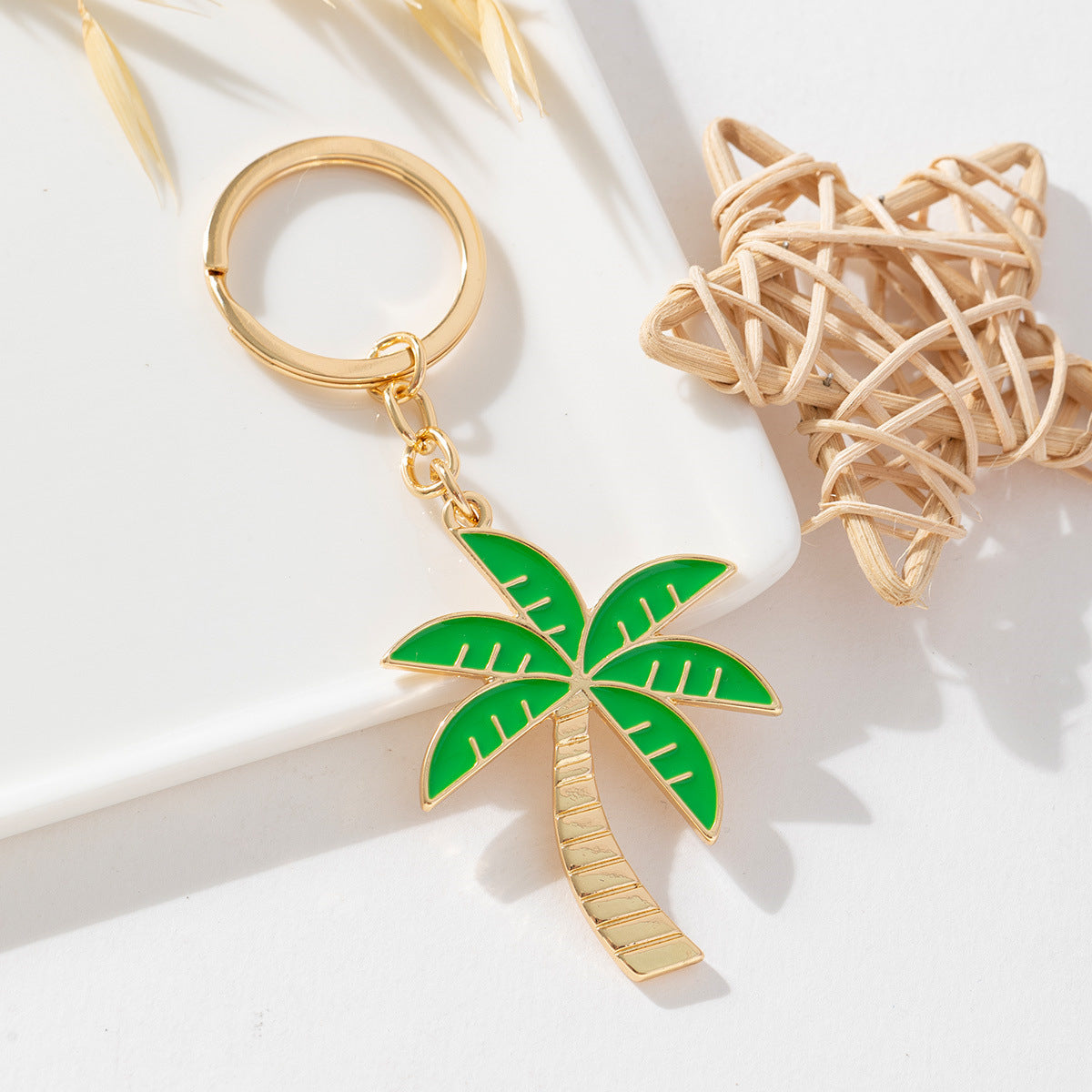 Enamel Palm Tree Beach Keychain