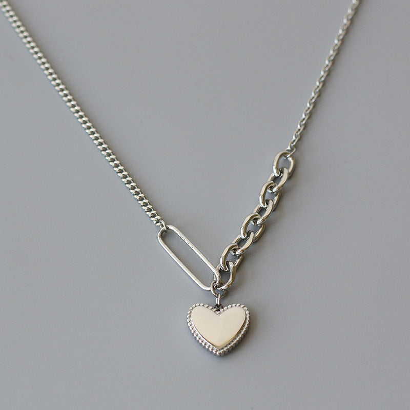 Heart Charm Mixed Link Bracelet - Silvery - 3
