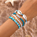 Starfish Charm Cowrie Shell Bracelet Stack - C2