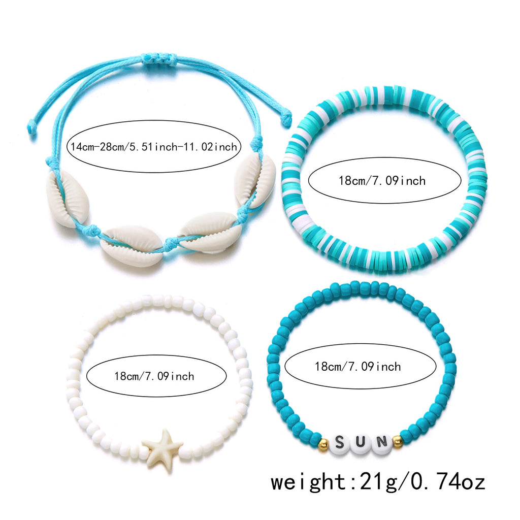 Starfish Charm Cowrie Shell Bracelet Stack - view 1