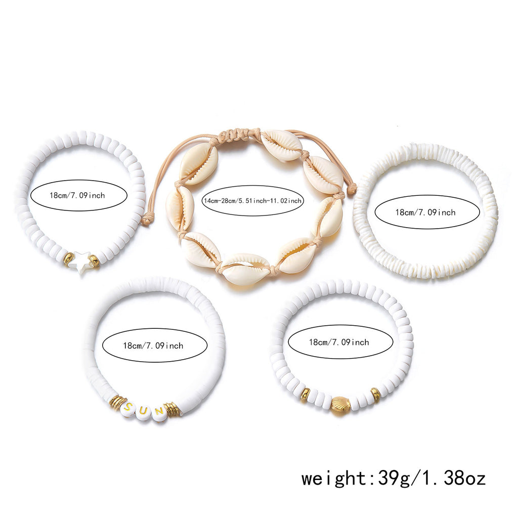 Starfish Charm Cowrie Shell Bracelet Stack - view 3