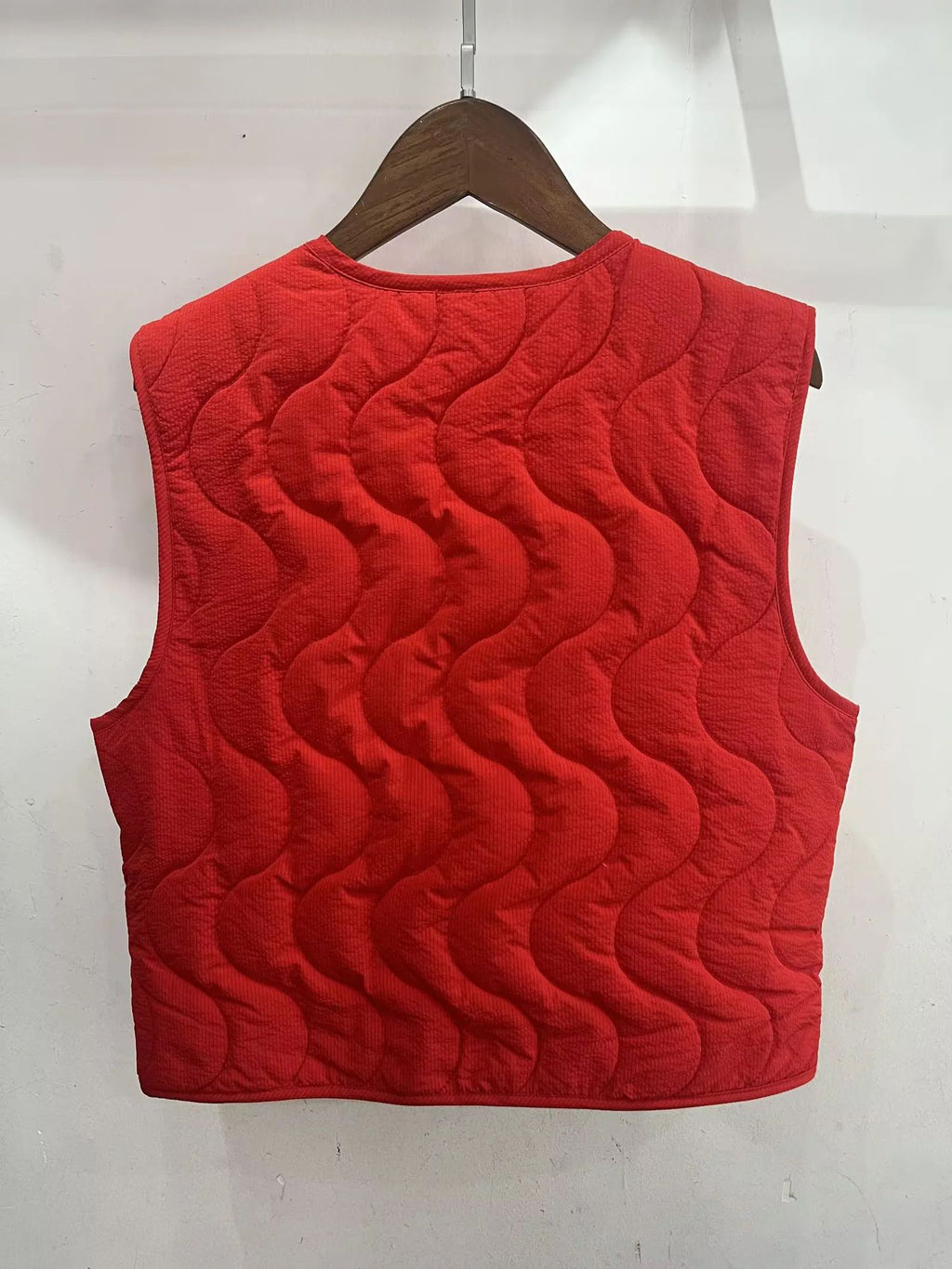 Quilted Bow Tie Padded Vest - Red - 1