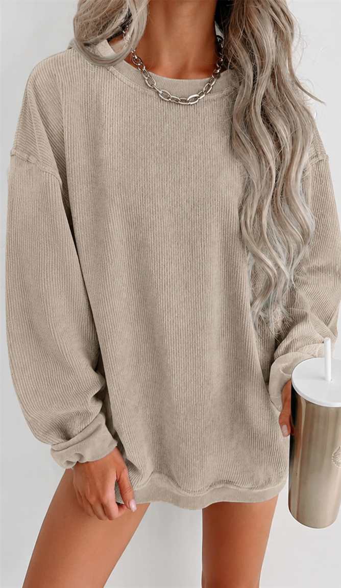 Corded Drop Shoulder Oversized Sweatshirt