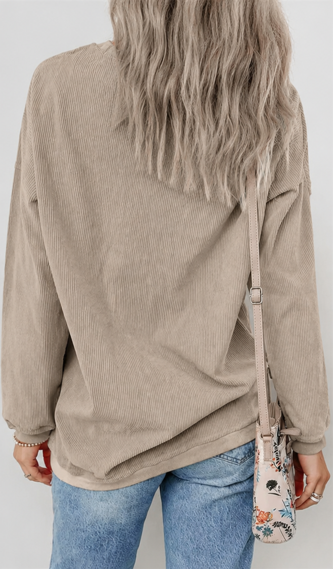 Corded Drop Shoulder Oversized Sweatshirt - view 3