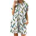 Printed Short Sleeve Pocket Shift Dress - Color_1