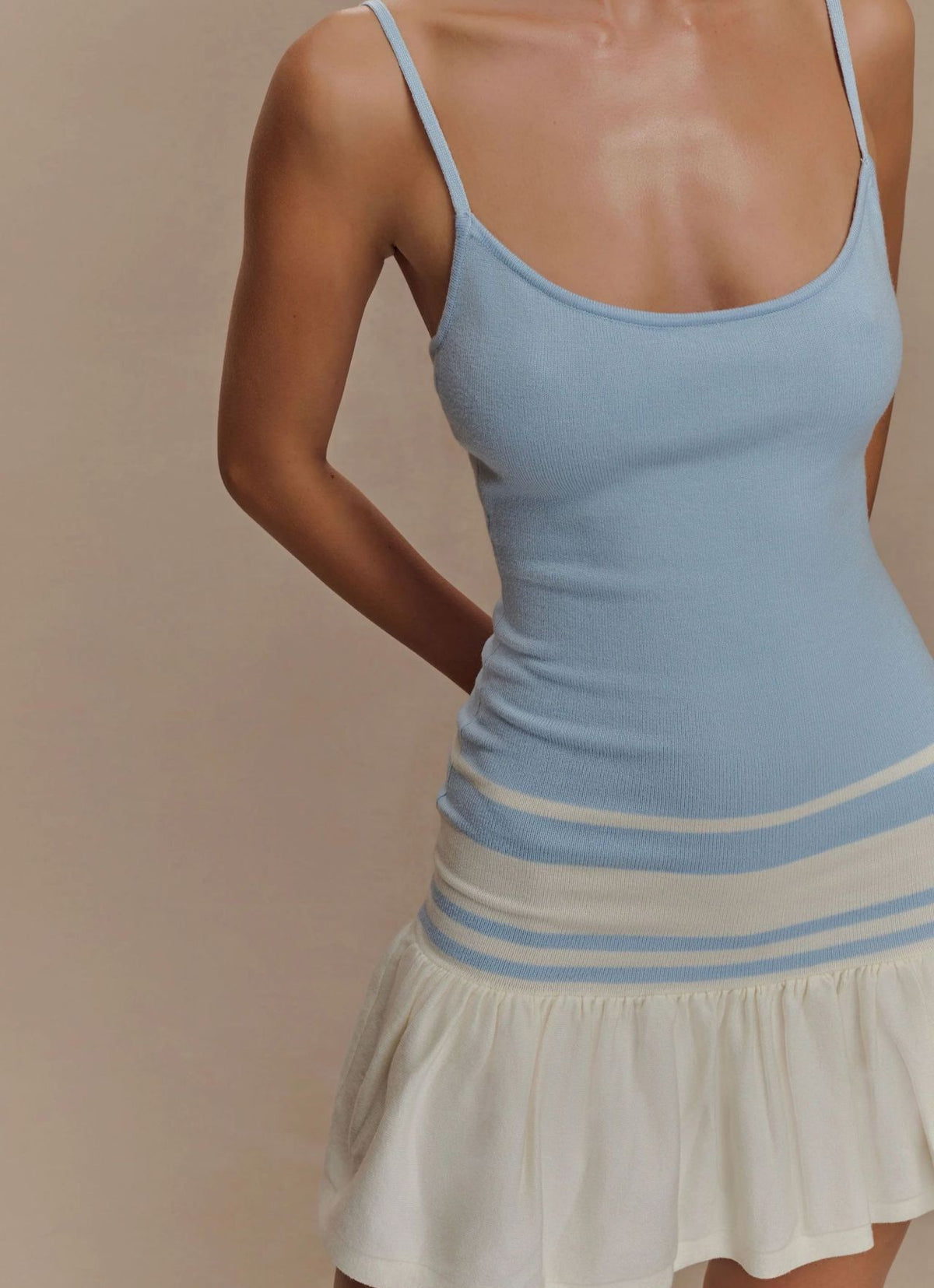 Colorblock Strappy Drop Waist Mini Dress - Blue - 1