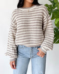 Striped Chunky Knit Cropped Sweater - Khaki