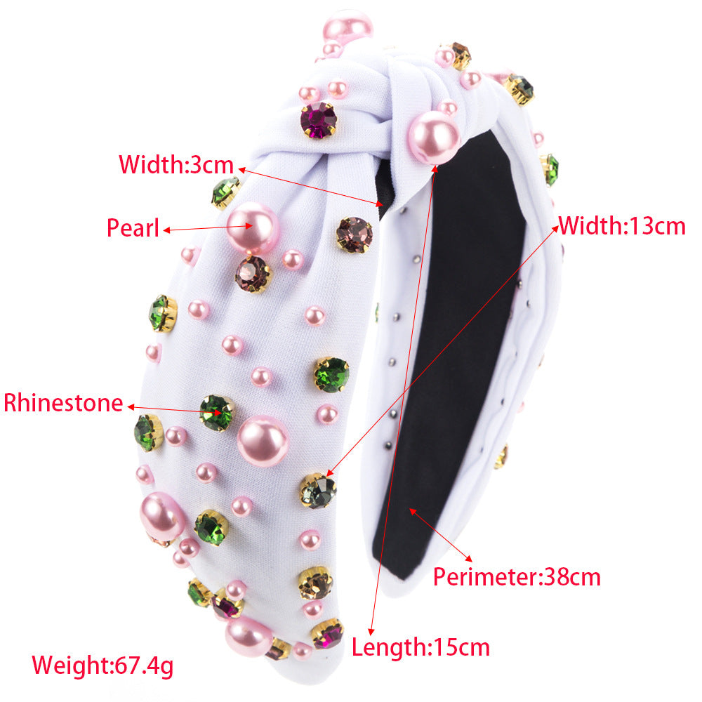 Pearl and Gem Cluster Knotted Headband - view 1