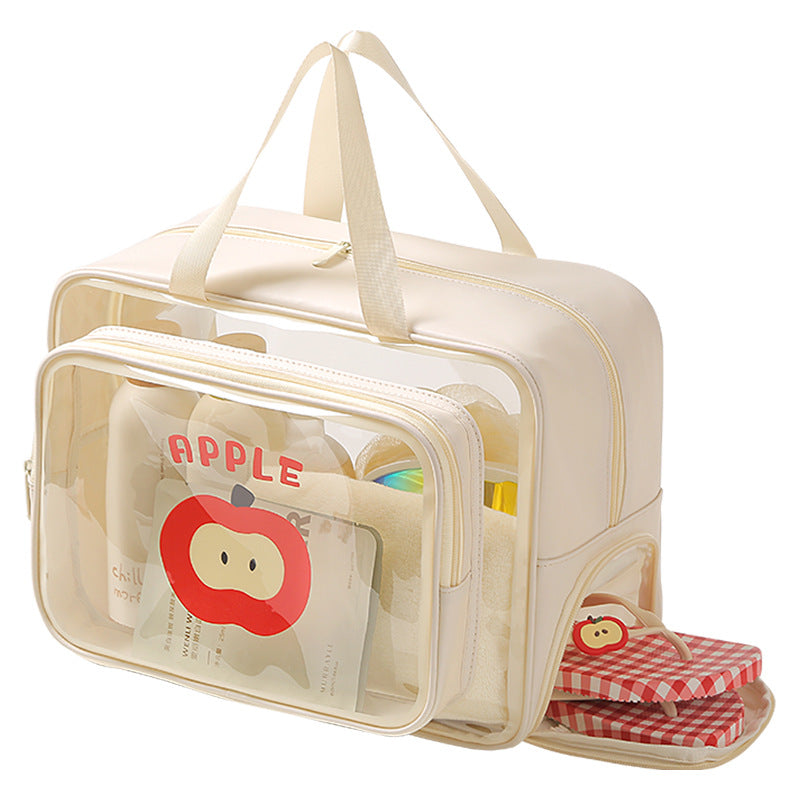 Cartoon Fruit Toiletry Bag With Shoe Pocket - Beige