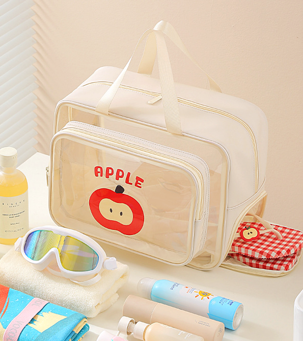 Cartoon Fruit Toiletry Bag With Shoe Pocket - Beige - 2