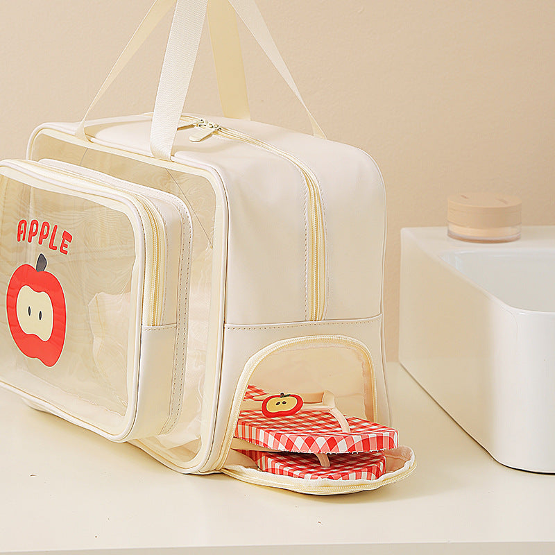 Cartoon Fruit Toiletry Bag With Shoe Pocket - Beige - 3