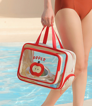 Cartoon Fruit Toiletry Bag With Shoe Pocket - Red - 3