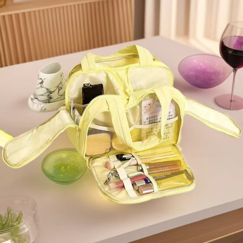 Padded Multi Pocket Travel Toiletry Bag - Yellow