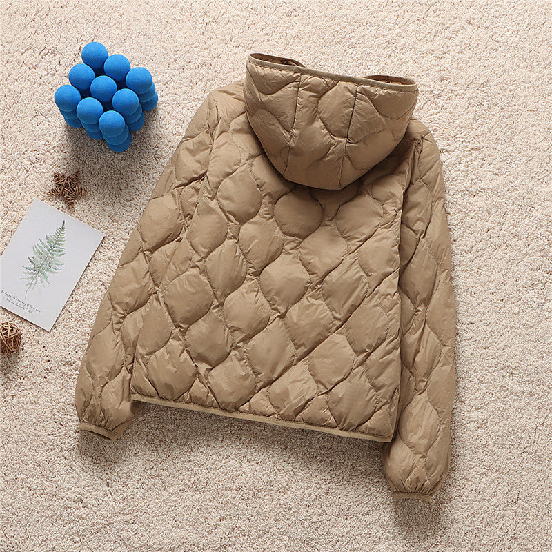 Lightweight Quilted Hooded Down Puffer Jacket - Coca - 1