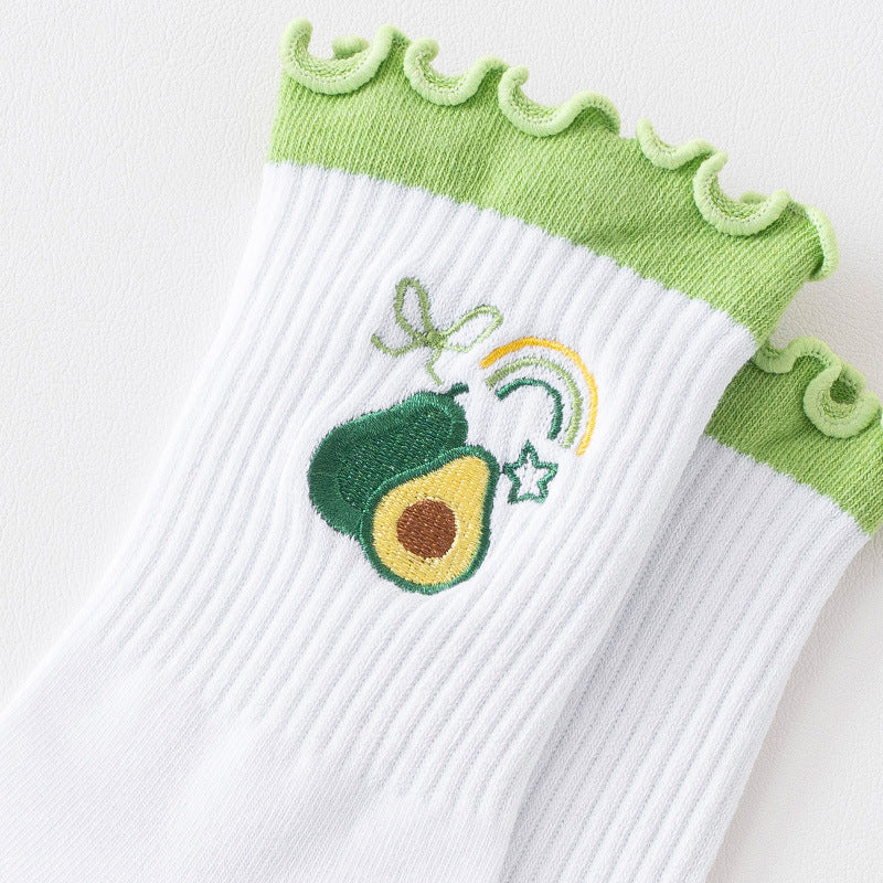 Non Slip Pilates Socks With Avocado Patch - Avocado - 2