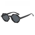 Retro Geometric Small Frame Sunglasses - Black