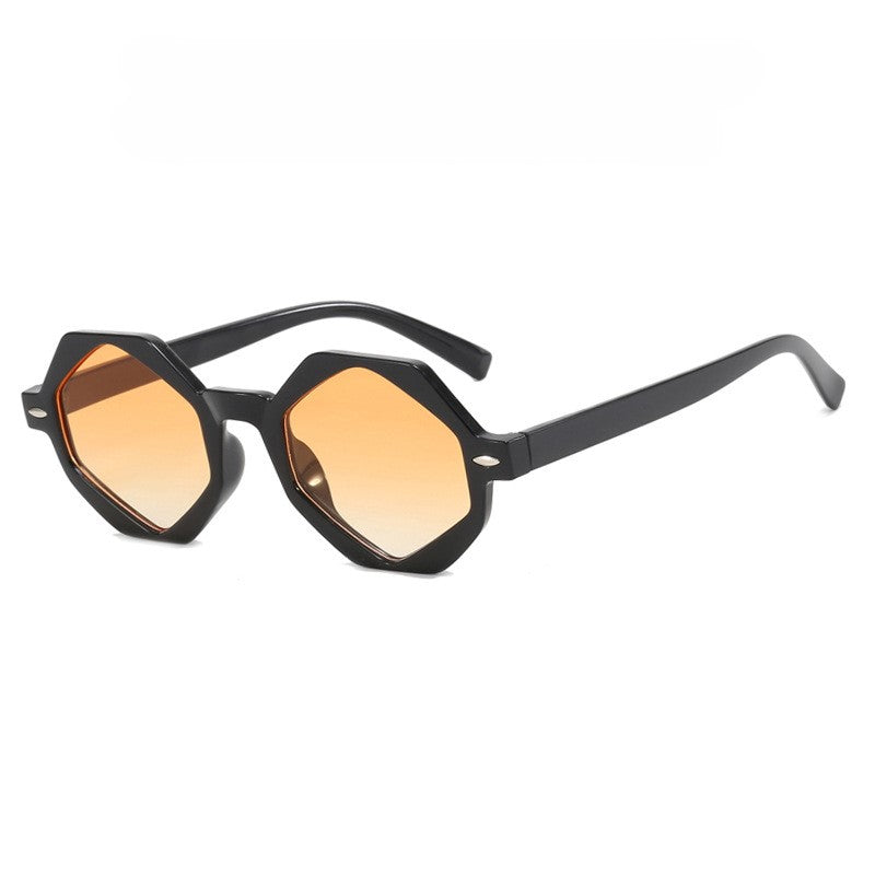 Retro Geometric Small Frame Sunglasses - Yellow