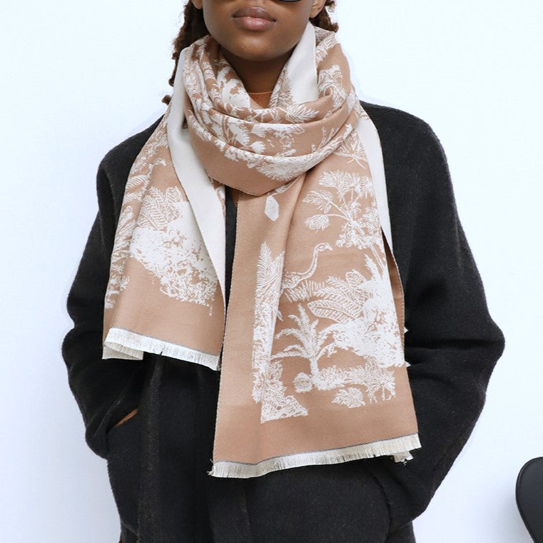 Reversible Botanical Jacquard Blanket Scarf - view 1