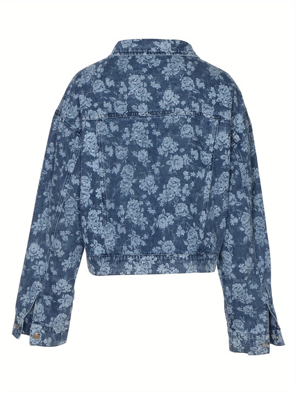 Floral Print Cropped Denim Jacket - view 1