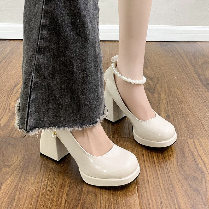 Pearl Ankle Strap Platform Mary Jane Heels