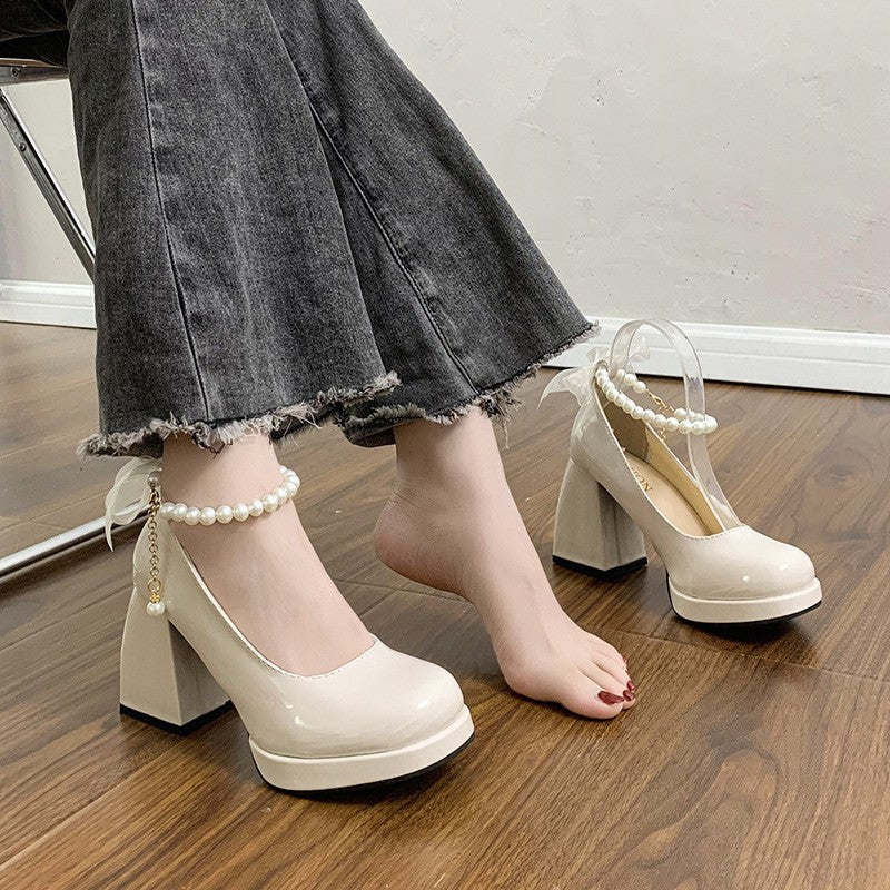Pearl Ankle Strap Platform Mary Jane Heels