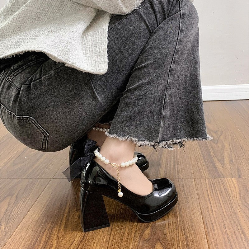 Pearl Ankle Strap Platform Mary Jane Heels
