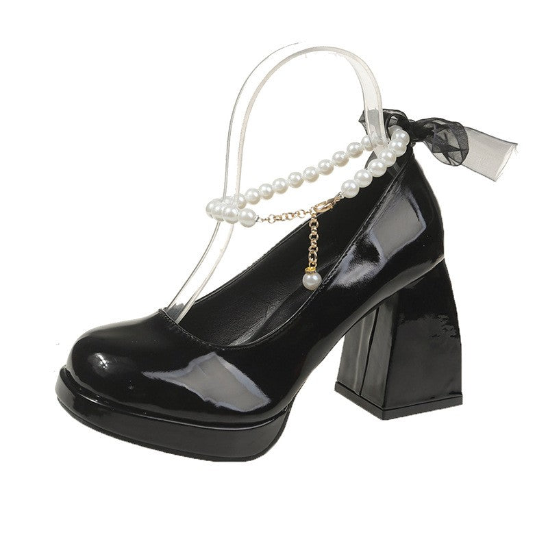 Pearl Ankle Strap Platform Mary Jane Heels