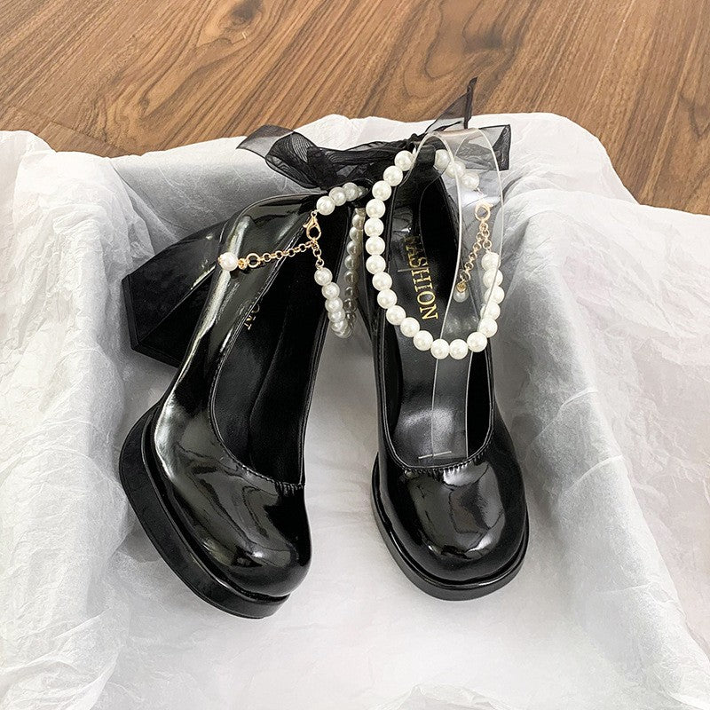 Pearl Ankle Strap Platform Mary Jane Heels