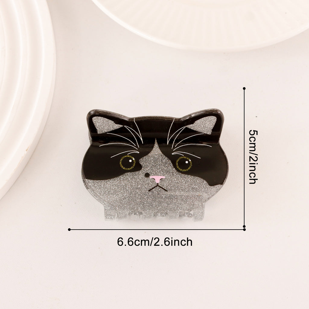 Kitten and Apple Shaped Hair Claw Clips - Black