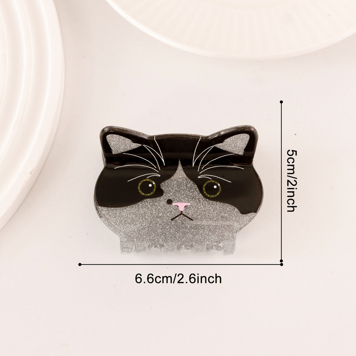 Kitten and Apple Shaped Hair Claw Clips - Black