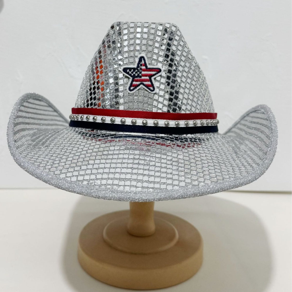 Star Embroidered Sequin Western Cowboy Hat - Silver