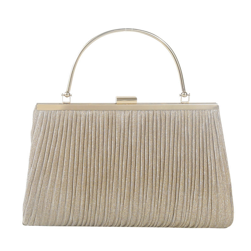 Pleated Frame Top Handle Evening Bag