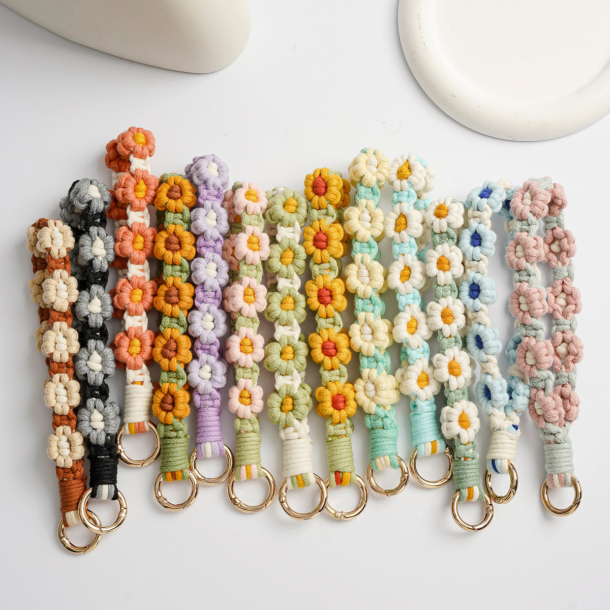 Crochet Daisy Wristlet Keychain - view 3