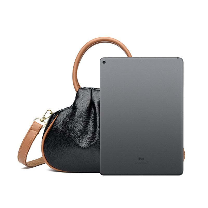 Ruched Ring Handle Bag with Crossbody Strap