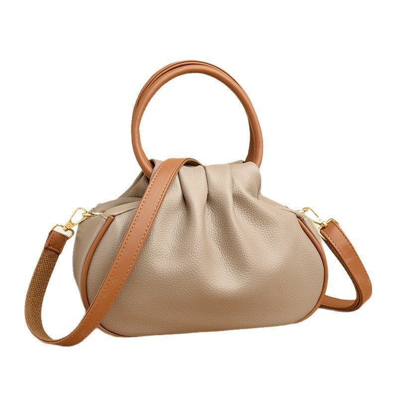 Ruched Ring Handle Bag with Crossbody Strap