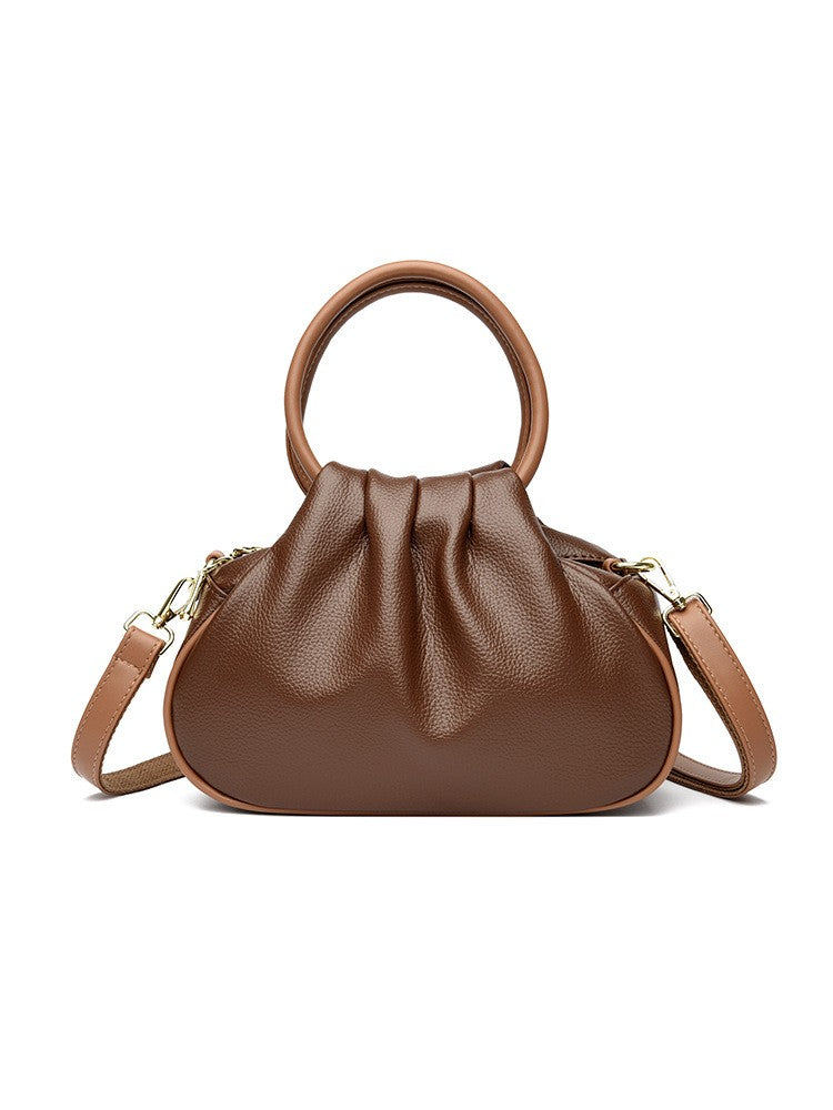 Ruched Ring Handle Bag with Crossbody Strap
