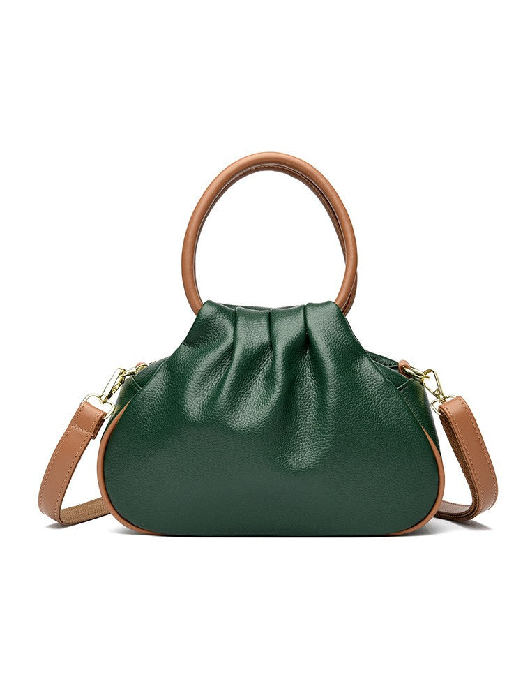 Ruched Ring Handle Bag with Crossbody Strap