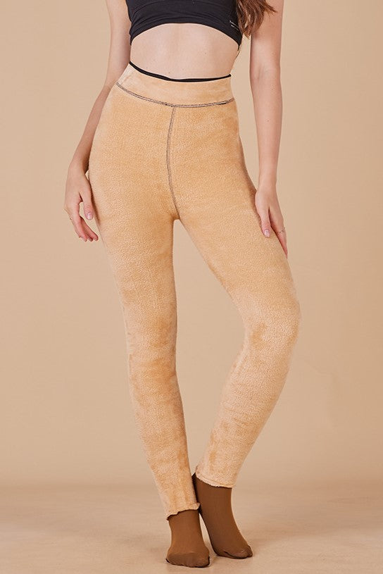 Brushed Thermal Tights With Sheer Finish - Nude - 10