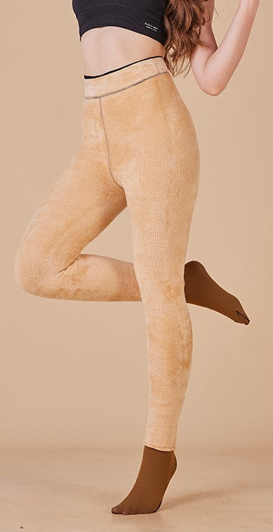 Brushed Thermal Tights With Sheer Finish - Nude - 11