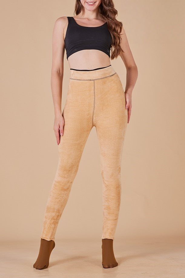 Brushed Thermal Tights With Sheer Finish - Nude - 6