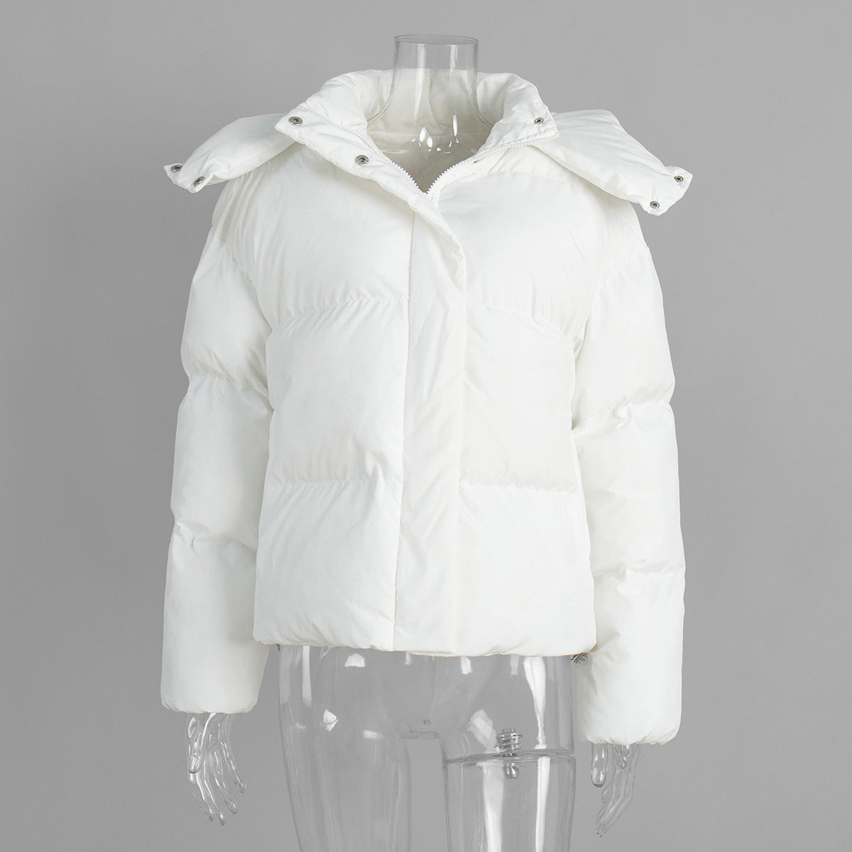Cropped Hooded Oversized Puffer Jacket - White