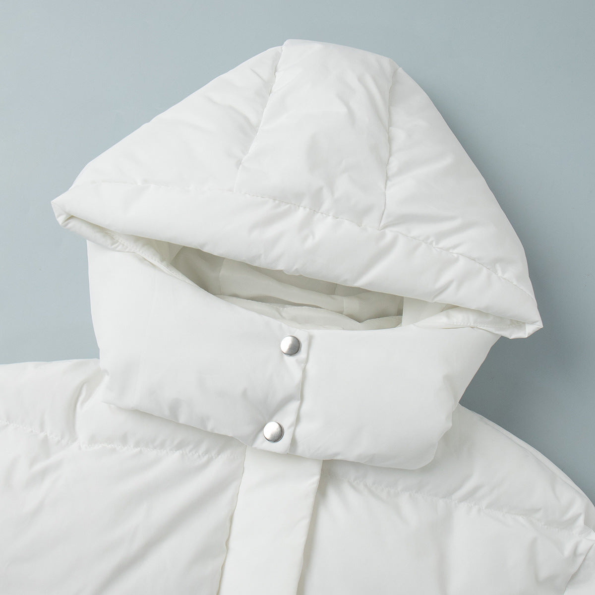 Cropped Hooded Oversized Puffer Jacket - White - 1