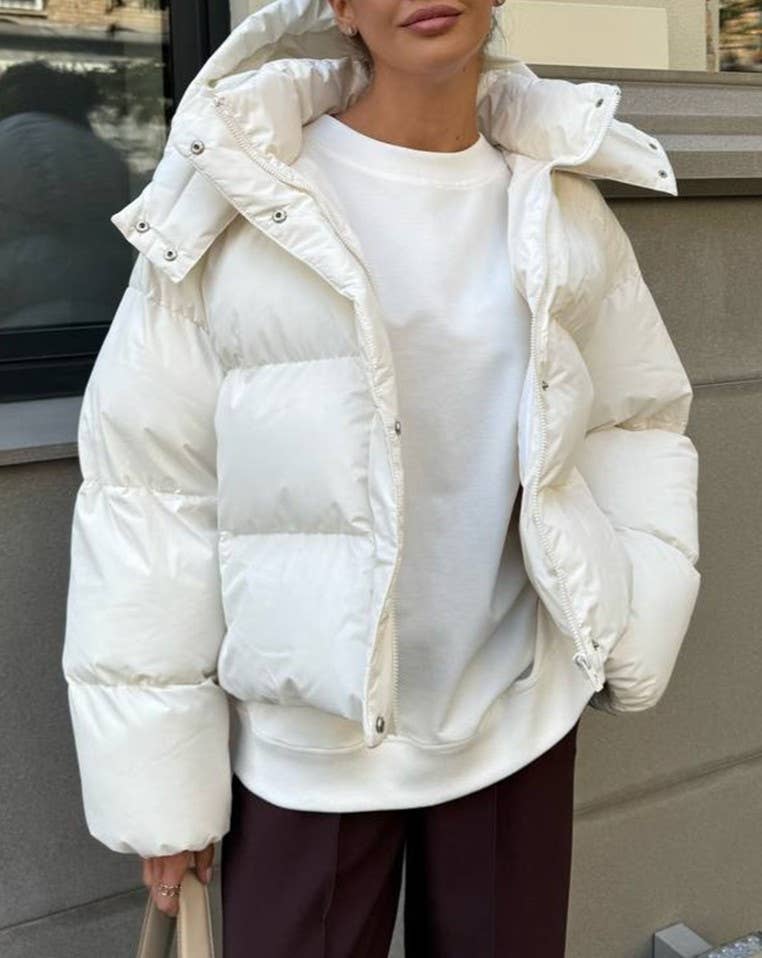 Cropped Hooded Oversized Puffer Jacket