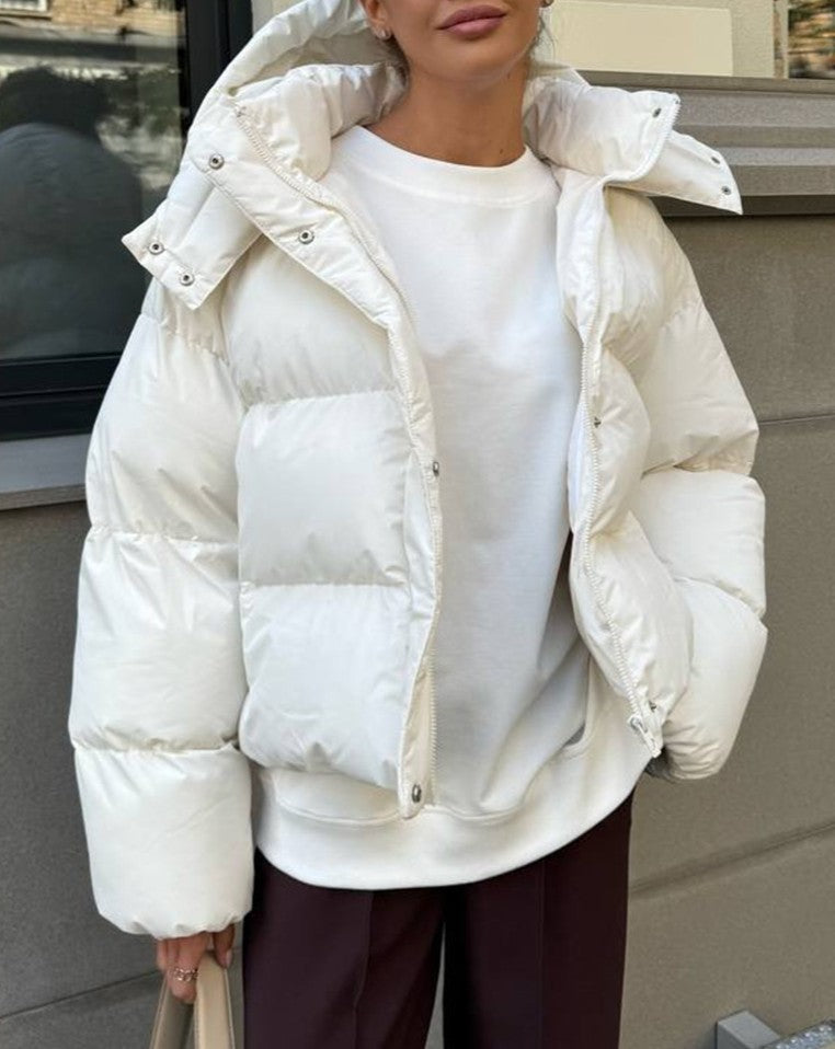 Cropped Hooded Oversized Puffer Jacket - view 1