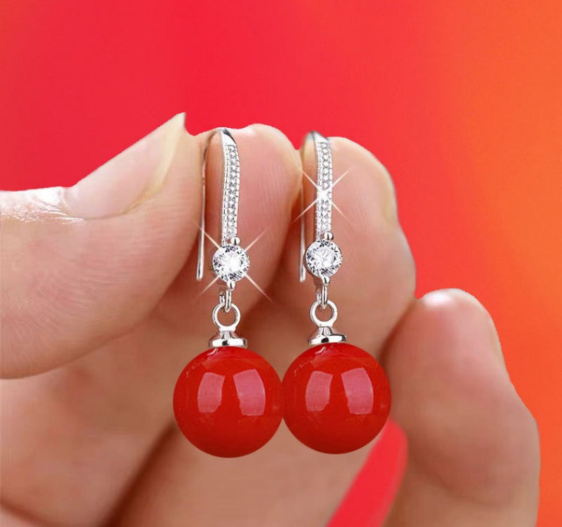 Crystal Accent Teardrop Pearl Hook Earrings - NO02